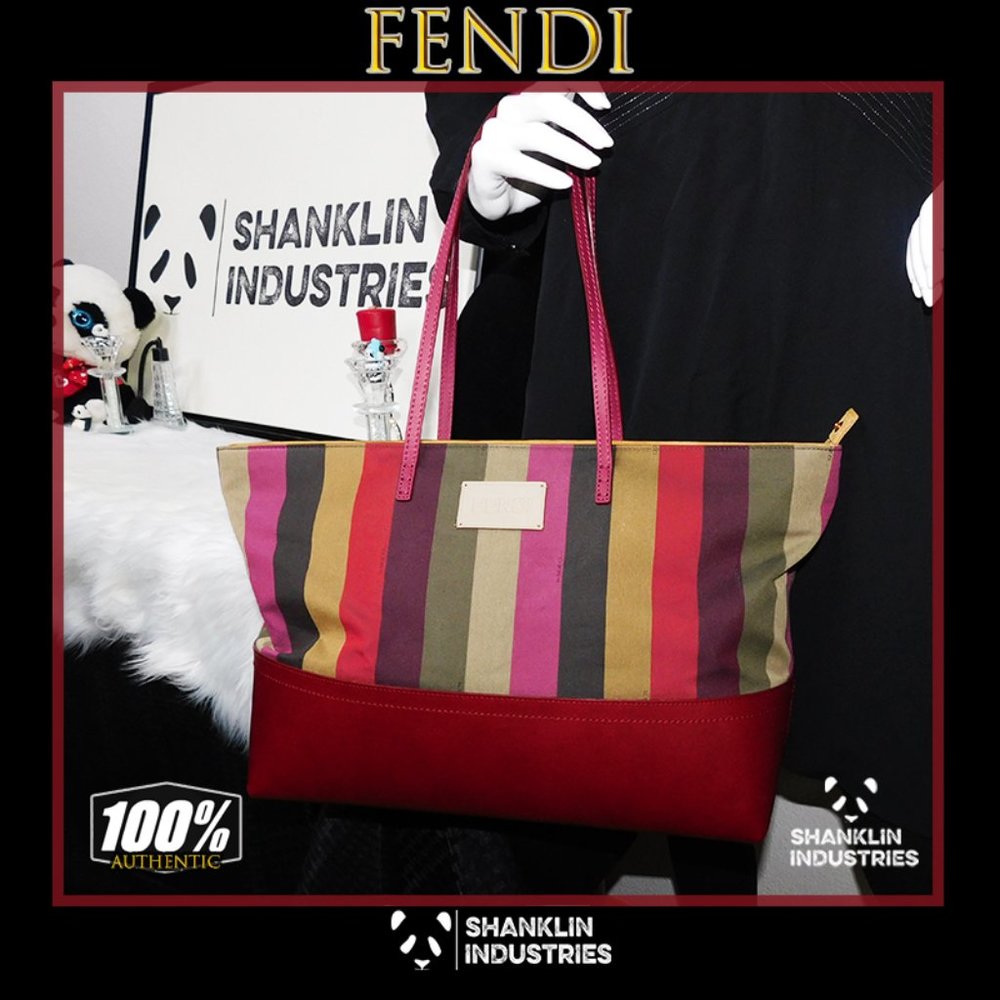 🤍🐼FENDI🐼🤍 Multicolor Roll Bag Tote Rare!